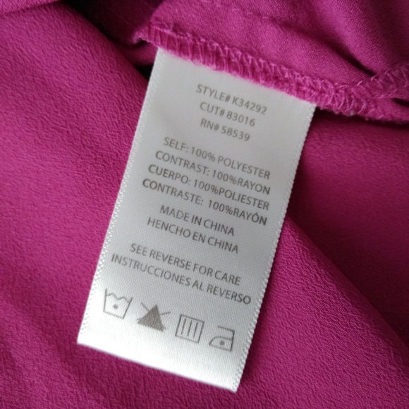 Kut from the Kloth Sheer Half Button Down Top Pink Purple Medium Long Sleeve - Picture 6 of 9